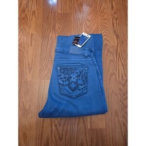 Western Blue Women's Flared Jeans Embroidered Pockets Teal Size 7